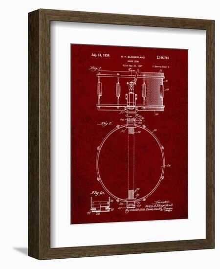 PP147- Burgundy Slingerland Snare Drum Patent Poster-Cole Borders-Framed Giclee Print