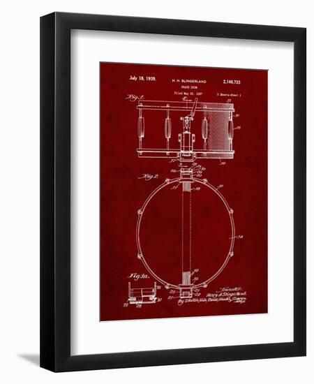 PP147- Burgundy Slingerland Snare Drum Patent Poster-Cole Borders-Framed Giclee Print