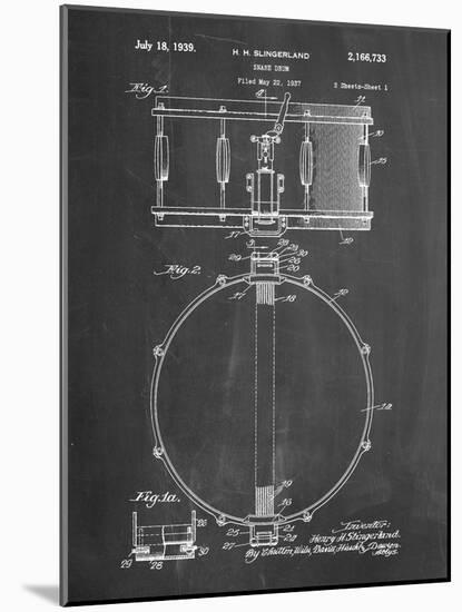 PP147- Chalkboard Slingerland Snare Drum Patent Poster-Cole Borders-Mounted Giclee Print