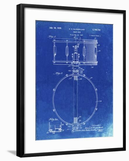 PP147- Faded Blueprint Slingerland Snare Drum Patent Poster-Cole Borders-Framed Giclee Print