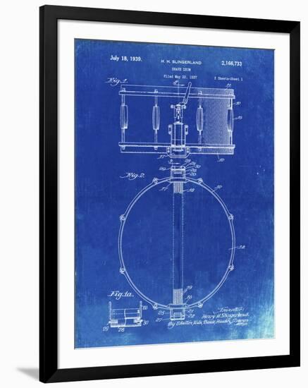 PP147- Faded Blueprint Slingerland Snare Drum Patent Poster-Cole Borders-Framed Giclee Print