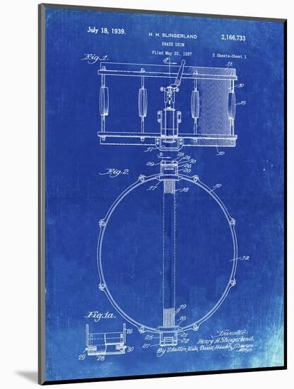 PP147- Faded Blueprint Slingerland Snare Drum Patent Poster-Cole Borders-Mounted Giclee Print