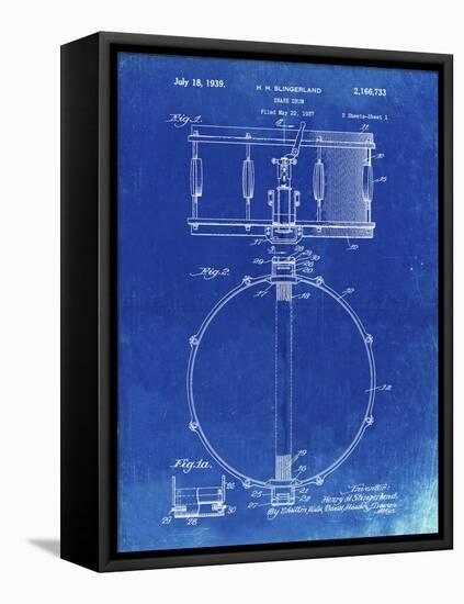 PP147- Faded Blueprint Slingerland Snare Drum Patent Poster-Cole Borders-Framed Stretched Canvas