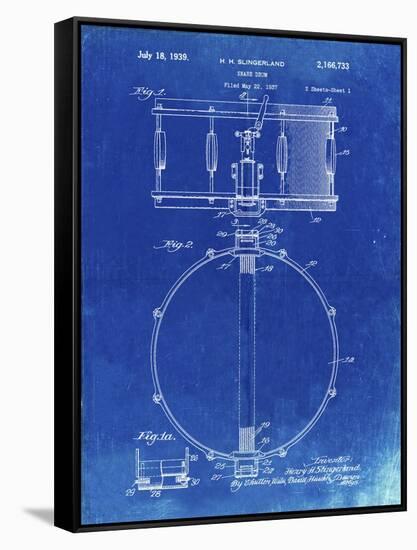 PP147- Faded Blueprint Slingerland Snare Drum Patent Poster-Cole Borders-Framed Stretched Canvas