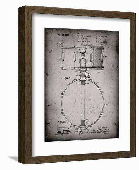 PP147- Faded Grey Slingerland Snare Drum Patent Poster-Cole Borders-Framed Giclee Print