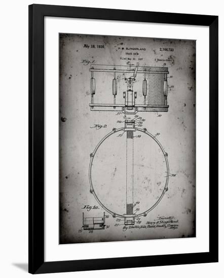 PP147- Faded Grey Slingerland Snare Drum Patent Poster-Cole Borders-Framed Giclee Print