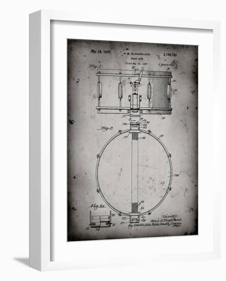 PP147- Faded Grey Slingerland Snare Drum Patent Poster-Cole Borders-Framed Giclee Print