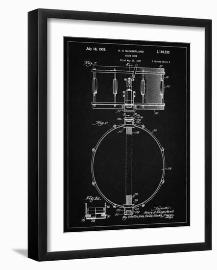 PP147- Vintage Black Slingerland Snare Drum Patent Poster-Cole Borders-Framed Giclee Print