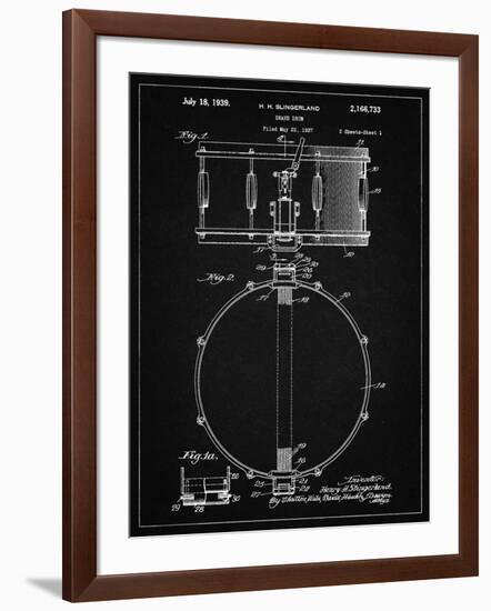 PP147- Vintage Black Slingerland Snare Drum Patent Poster-Cole Borders-Framed Giclee Print