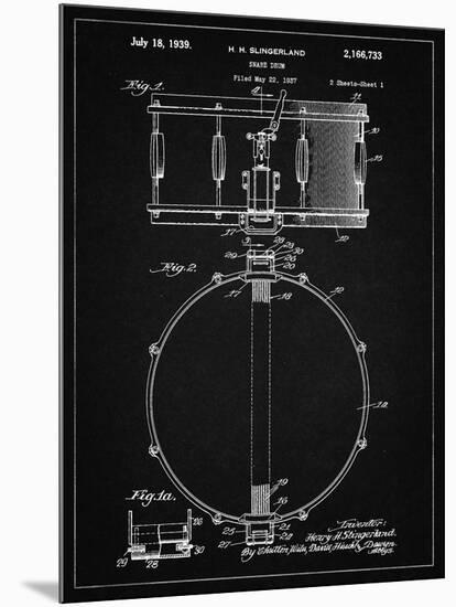 PP147- Vintage Black Slingerland Snare Drum Patent Poster-Cole Borders-Mounted Giclee Print