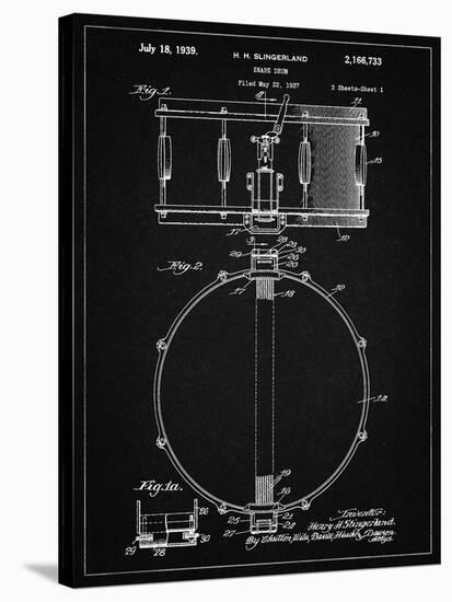 PP147- Vintage Black Slingerland Snare Drum Patent Poster-Cole Borders-Stretched Canvas