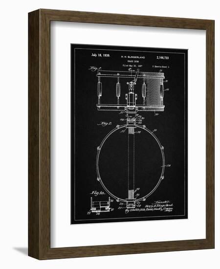 PP147- Vintage Black Slingerland Snare Drum Patent Poster-Cole Borders-Framed Giclee Print