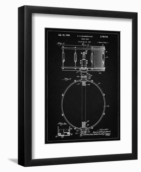 PP147- Vintage Black Slingerland Snare Drum Patent Poster-Cole Borders-Framed Giclee Print