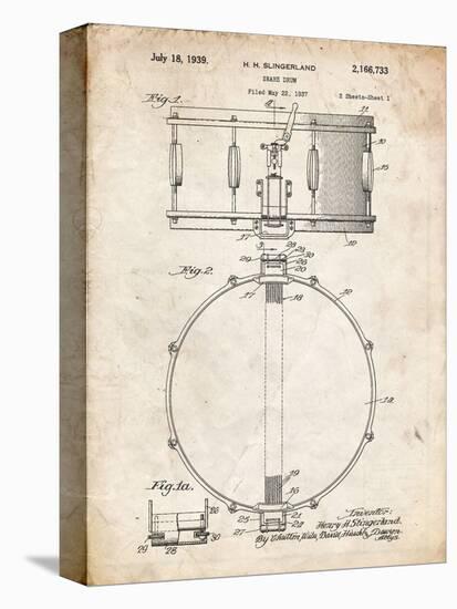 PP147- Vintage Parchment Slingerland Snare Drum Patent Poster-Cole Borders-Stretched Canvas