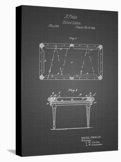 PP149- Black Grid Pool Table Patent Poster-Cole Borders-Stretched Canvas