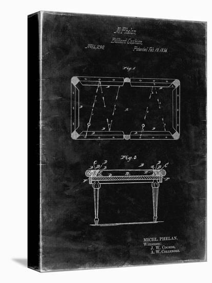 PP149- Black Grunge Pool Table Patent Poster-Cole Borders-Stretched Canvas