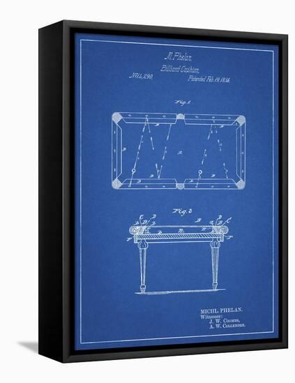 PP149- Blueprint Pool Table Patent Poster-Cole Borders-Framed Stretched Canvas