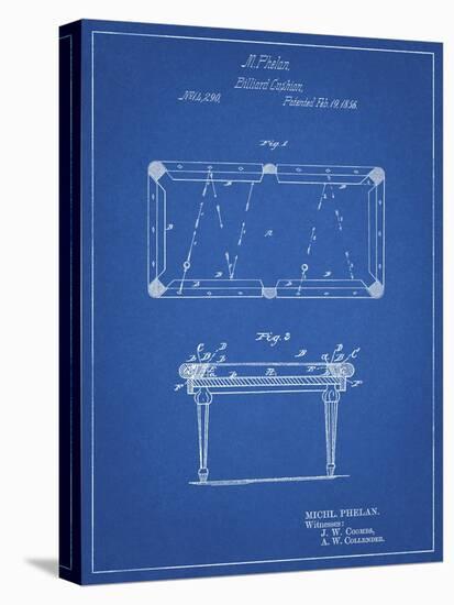 PP149- Blueprint Pool Table Patent Poster-Cole Borders-Stretched Canvas