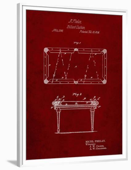 PP149- Burgundy Pool Table Patent Poster-Cole Borders-Framed Premium Giclee Print