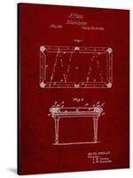 PP149- Burgundy Pool Table Patent Poster-Cole Borders-Stretched Canvas