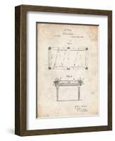 PP149- Vintage Parchment Pool Table Patent Poster-Cole Borders-Framed Giclee Print