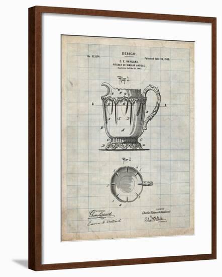 PP152- Antique Grid Parchment Kitchen Pitcher Poster-Cole Borders-Framed Giclee Print