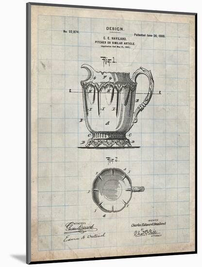 PP152- Antique Grid Parchment Kitchen Pitcher Poster-Cole Borders-Mounted Giclee Print