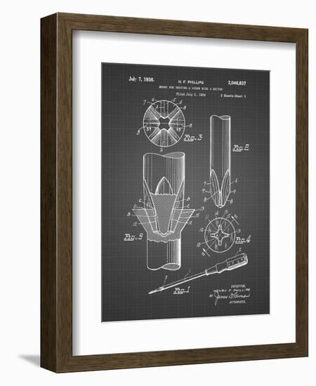 PP153- Black Grid Phillips Head Screw Driver Patent Poster-Cole Borders-Framed Giclee Print