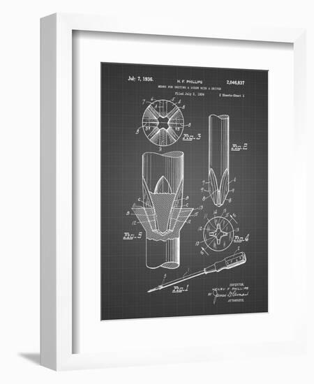 PP153- Black Grid Phillips Head Screw Driver Patent Poster-Cole Borders-Framed Giclee Print