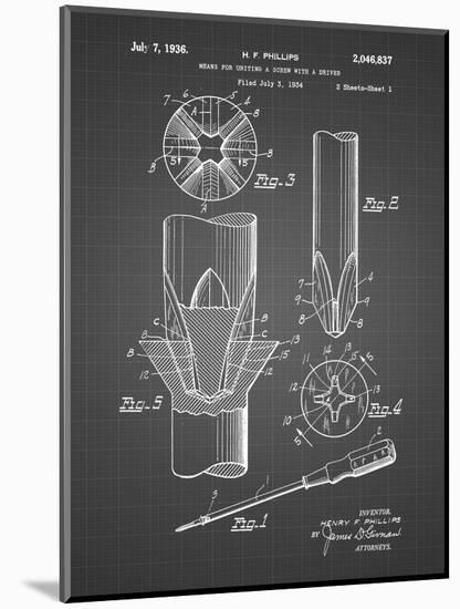 PP153- Black Grid Phillips Head Screw Driver Patent Poster-Cole Borders-Mounted Giclee Print