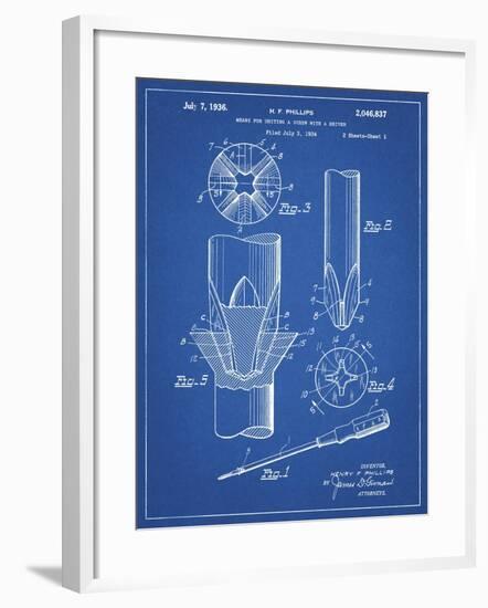 PP153- Blueprint Phillips Head Screw Driver Patent Poster-Cole Borders-Framed Giclee Print