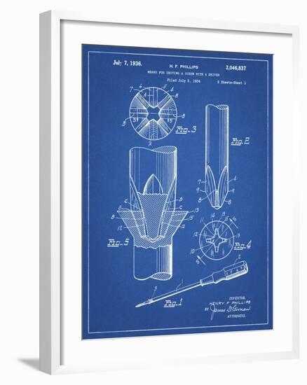 PP153- Blueprint Phillips Head Screw Driver Patent Poster-Cole Borders-Framed Giclee Print