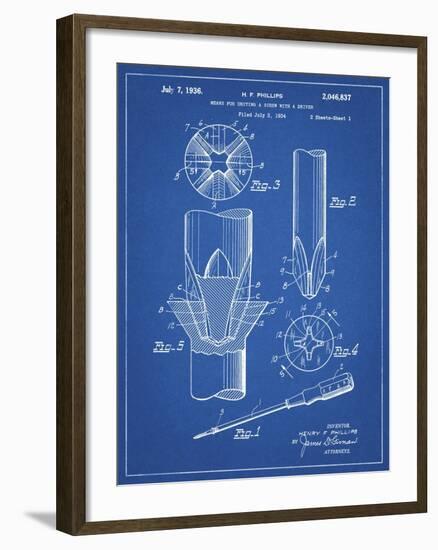 PP153- Blueprint Phillips Head Screw Driver Patent Poster-Cole Borders-Framed Giclee Print