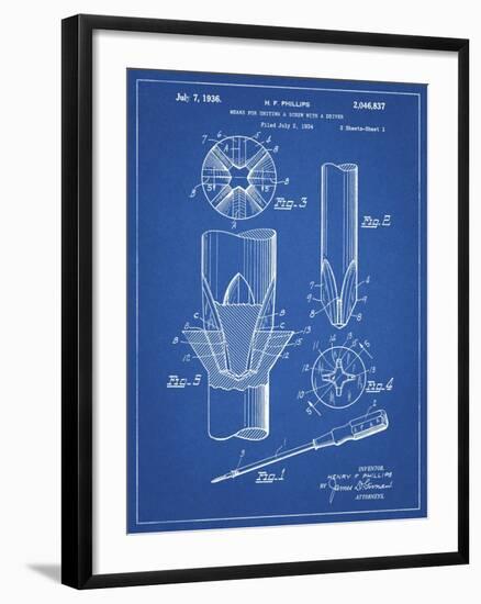 PP153- Blueprint Phillips Head Screw Driver Patent Poster-Cole Borders-Framed Giclee Print