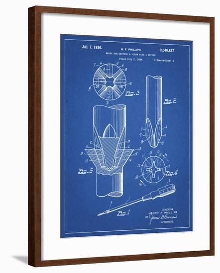 PP153- Blueprint Phillips Head Screw Driver Patent Poster-Cole Borders-Framed Giclee Print
