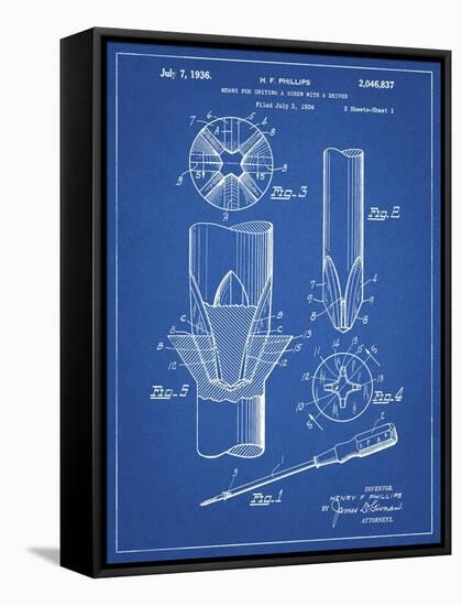 PP153- Blueprint Phillips Head Screw Driver Patent Poster-Cole Borders-Framed Stretched Canvas