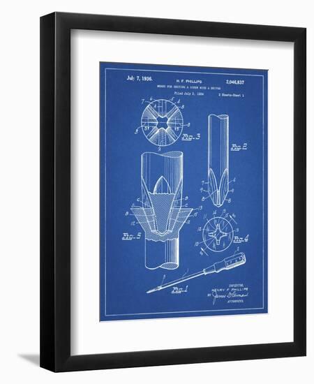 PP153- Blueprint Phillips Head Screw Driver Patent Poster-Cole Borders-Framed Giclee Print