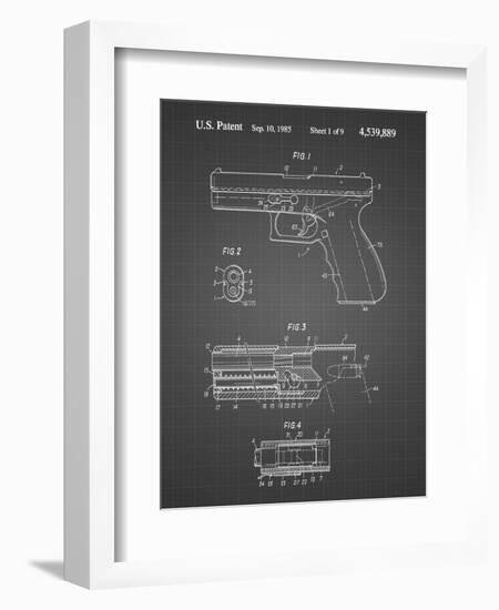 PP154- Black Grid Handgun Pistol Patent Poster-Cole Borders-Framed Giclee Print