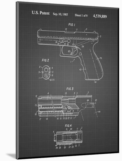 PP154- Black Grid Handgun Pistol Patent Poster-Cole Borders-Mounted Giclee Print
