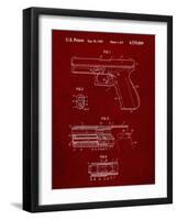 PP154- Burgundy Handgun Pistol Patent Poster-Cole Borders-Framed Giclee Print