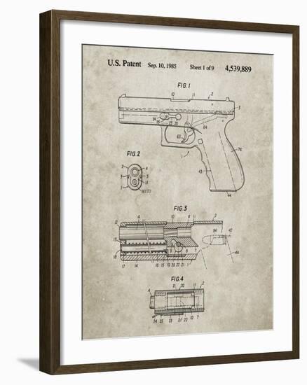 PP154- Sandstone Handgun Pistol Patent Poster-Cole Borders-Framed Giclee Print