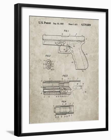 PP154- Sandstone Handgun Pistol Patent Poster-Cole Borders-Framed Giclee Print