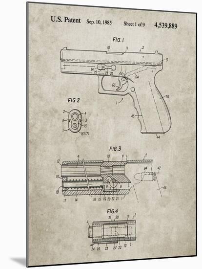 PP154- Sandstone Handgun Pistol Patent Poster-Cole Borders-Mounted Giclee Print