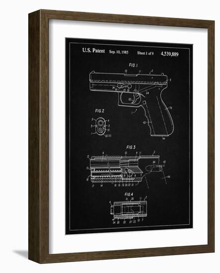 PP154- Vintage Black Handgun Pistol Patent Poster-Cole Borders-Framed Giclee Print