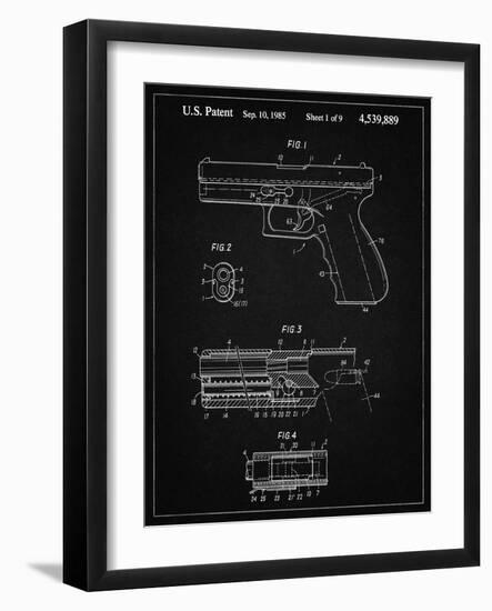 PP154- Vintage Black Handgun Pistol Patent Poster-Cole Borders-Framed Giclee Print