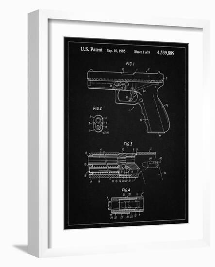 PP154- Vintage Black Handgun Pistol Patent Poster-Cole Borders-Framed Giclee Print