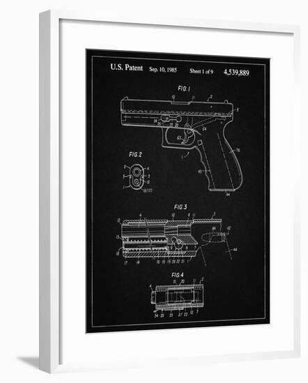 PP154- Vintage Black Handgun Pistol Patent Poster-Cole Borders-Framed Giclee Print