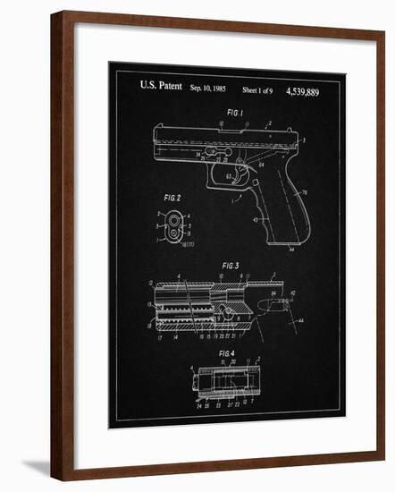 PP154- Vintage Black Handgun Pistol Patent Poster-Cole Borders-Framed Giclee Print