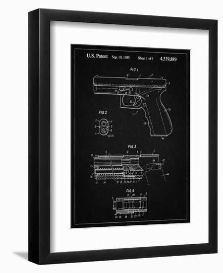 PP154- Vintage Black Handgun Pistol Patent Poster-Cole Borders-Framed Premium Giclee Print