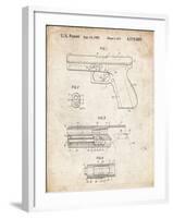 PP154- Vintage Parchment Handgun Pistol Patent Poster-Cole Borders-Framed Giclee Print